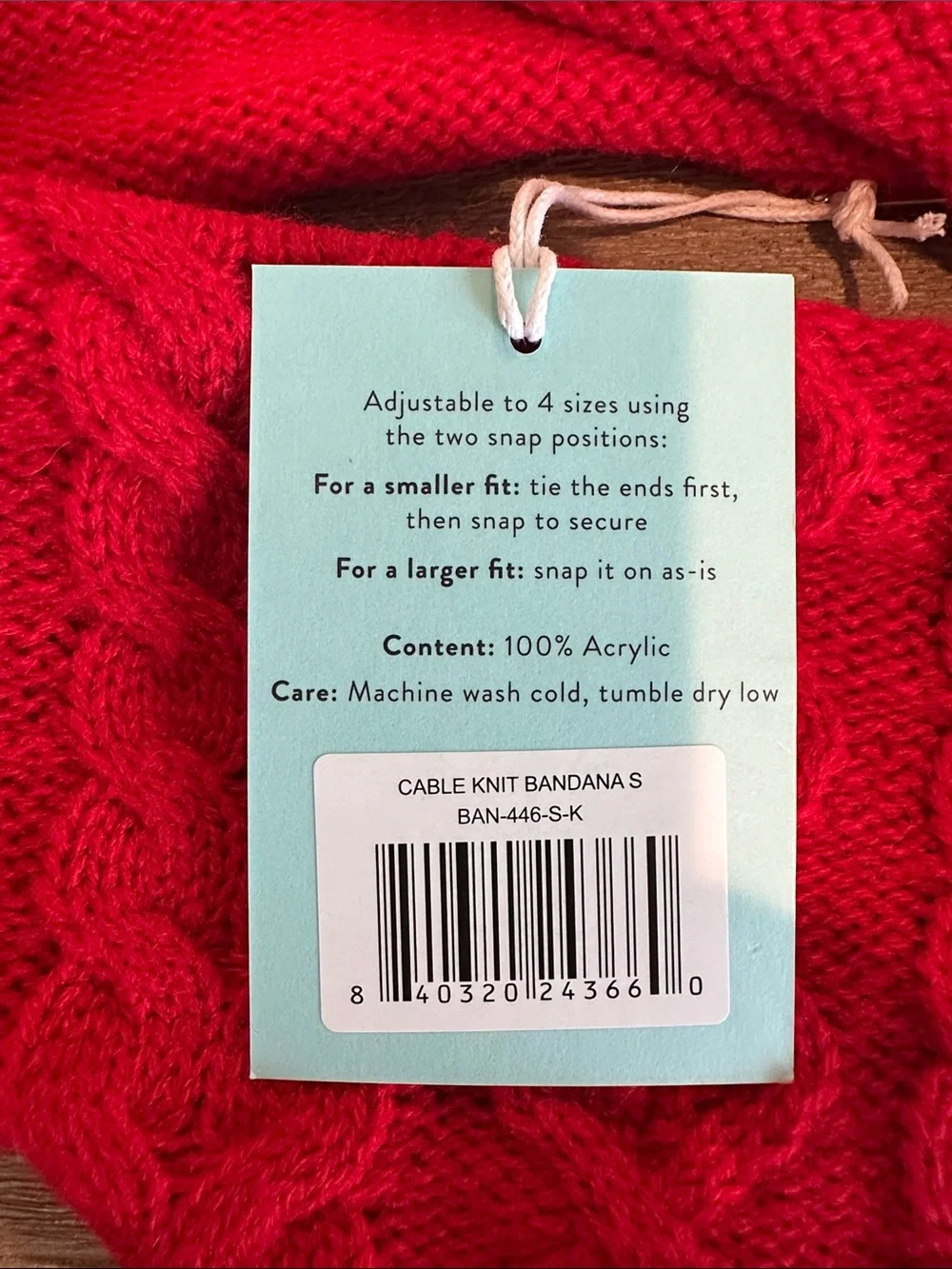 The Foggy Dog Red Cable Knit Dog Bandana
